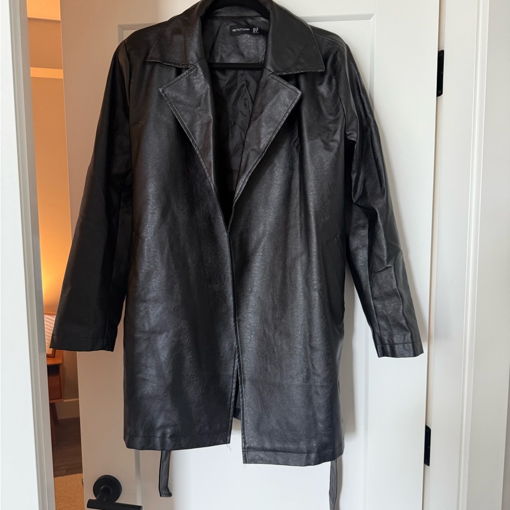 PrettyLittleThing Charcoal Faux Leather Jacket